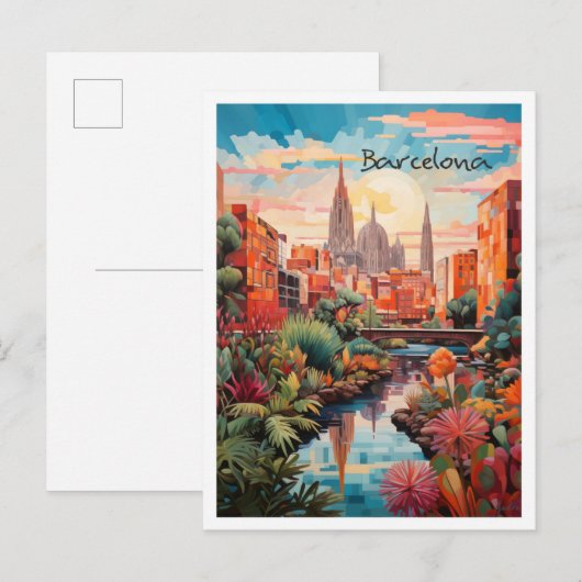 Barcelona Spanje Kunst Reizen Briefkaart (Voorkant / Achterkant)