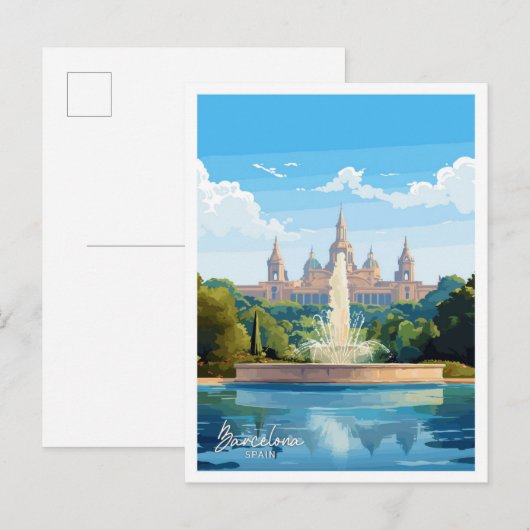 Barcelona Spanje Kunst Reizen  illustratie Briefkaart (Voorkant / Achterkant)