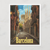 Barcelona Spanje Kunst Vintage Reizen Illustratie Briefkaart (Voorkant)