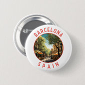 Barcelona Spanje La Rambla Retro Verdrietige Cirke Ronde Button 5,7 Cm (Voorkant /achterkant)