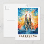 Barcelona Spanje La Sagrada Familia Reiskunst Briefkaart (Voorkant / Achterkant)