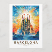 Barcelona Spanje La Sagrada Familia Reiskunst Briefkaart (Voorkant)