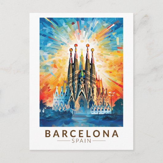 Barcelona Spanje La Sagrada Familia Reiskunst Briefkaart (Voorkant)