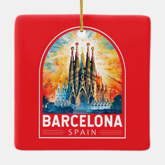 Barcelona Spanje La Sagrada Familia Reiskunst Keramisch Ornament (Achterkant)