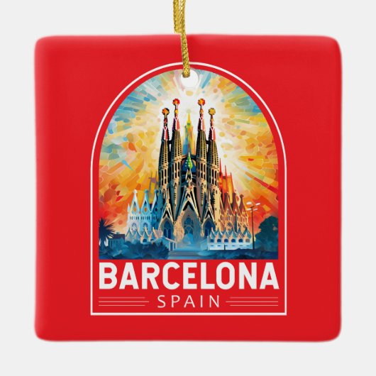 Barcelona Spanje La Sagrada Familia Reiskunst Keramisch Ornament (Voorkant)