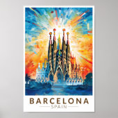 Barcelona Spanje La Sagrada Familia Reiskunst Poster (Voorkant)