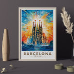 Barcelona Spanje La Sagrada Familia Reiskunst Poster<br><div class="desc">Barcelona retro vector reisontwerp. Barcelona,  de kosmopolitische hoofdstad van de Spaanse regio Catalonië,  staat bekend om zijn kunst en architectuur.</div>
