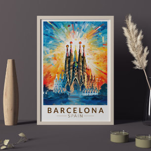 Barcelona Spanje La Sagrada Familia Reiskunst Poster