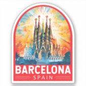 Barcelona Spanje La Sagrada Familia Reiskunst Sticker (Voorkant)