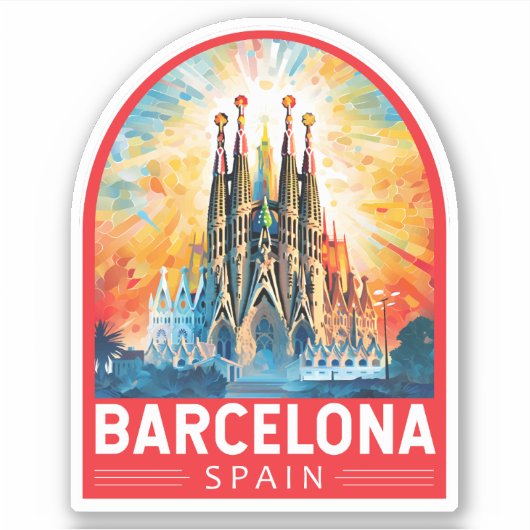 Barcelona Spanje La Sagrada Familia Reiskunst Sticker (Voorkant)