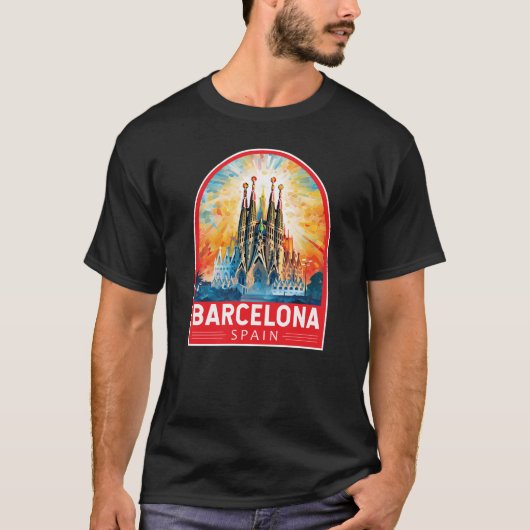 Barcelona Spanje La Sagrada Familia Reiskunst T-shirt (Voorkant)
