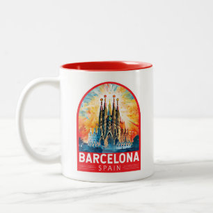 Barcelona Spanje La Sagrada Familia Reiskunst Tweekleurige Koffiemok