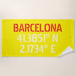 Barcelona Spanje Latitude en Lengtegraad Strandlaken