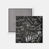Barcelona Spanje Map Magnet - Black  Style (Voorkant / Achterkant)