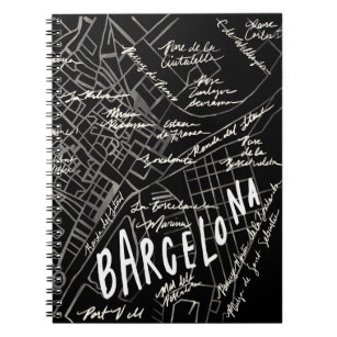 Barcelona Spanje Map Notitieboek - Black  Style