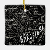 Barcelona Spanje Map Ornament - Black  Style (Voorkant)