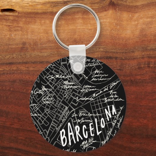 Barcelona Spanje Map Sleutelhanger (Voorkant)