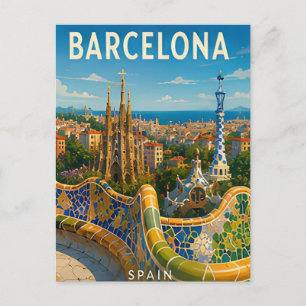 Barcelona Spanje Mediterrane Gaudi Stad Ontsnappin Briefkaart