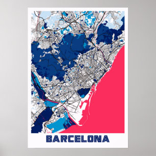 Barcelona - Spanje MilkTea City Map Poster