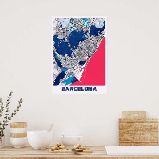 Barcelona - Spanje MilkTea City Map Poster (Keuken)