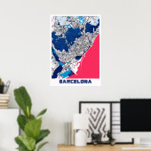 Barcelona - Spanje MilkTea City Map Poster (Thuiskantoor)