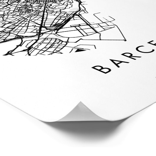 Barcelona Spanje Minimal Modern Circle Street Map Poster (Hoek)