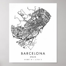 Barcelona Spanje Minimal Modern Circle Street Map Poster