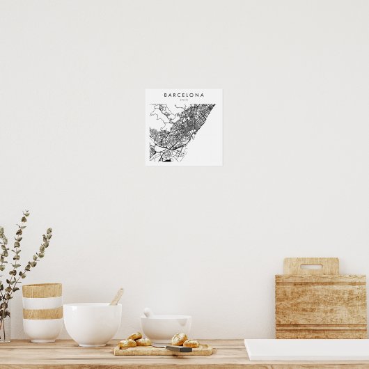 Barcelona Spanje Minimal Modern Street Map Poster (Keuken)
