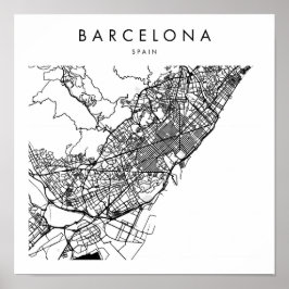 Barcelona Spanje Minimal Modern Street Map Poster