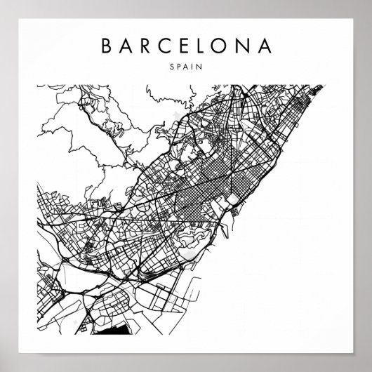 Barcelona Spanje Minimal Modern Street Map Poster (Voorkant)