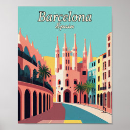 Barcelona Spanje - Minimalistisch  kunstPoster Poster