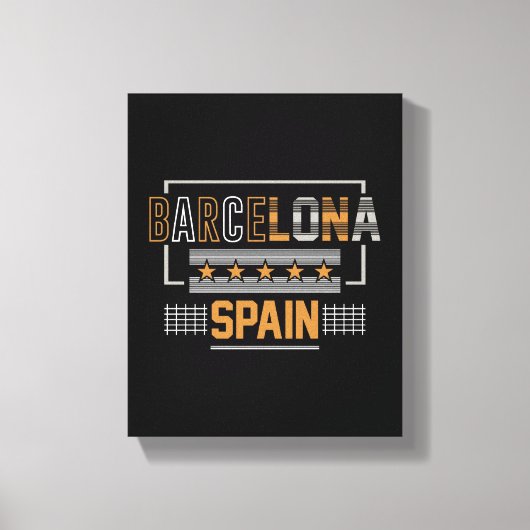 Barcelona Spanje Moderne Typografie Reisontwerp Canvas Afdruk (Voorkant)