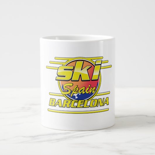 Barcelona Spanje naar Ski logo Grote Koffiekop (Voorkant)