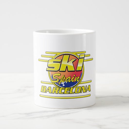 Barcelona Spanje naar Ski logo Grote Koffiekop (Voorkant)