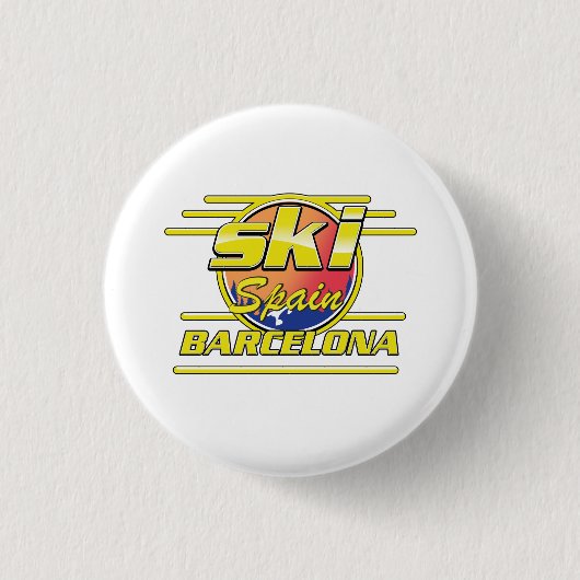 Barcelona Spanje naar Ski logo Ronde Button 3,2 Cm (Voorkant)