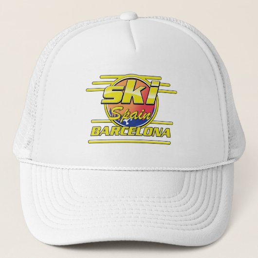 Barcelona Spanje naar Ski logo Trucker Pet (Voorkant)