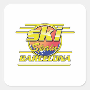 Barcelona Spanje naar Ski logo Vierkante Sticker