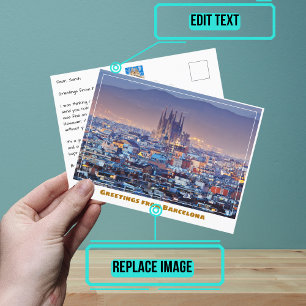 Barcelona Spanje Overzicht met Sagrada Familia Briefkaart