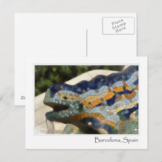 Barcelona Spanje Parc Guell Mosaic Lizard Briefkaart (Voorkant / Achterkant)