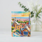 Barcelona Spanje Park Guel Retro Reizen Briefkaart (Staand voorkant)