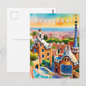 Barcelona Spanje Park Guel Retro Reizen Briefkaart (Voorkant / Achterkant)