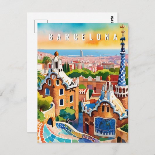 Barcelona Spanje Park Guel Retro Reizen Briefkaart (Voorkant / Achterkant)