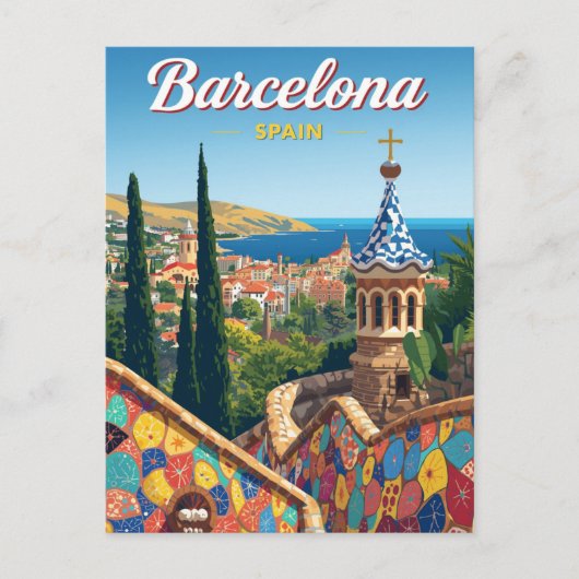 Barcelona Spanje Park Güell Briefkaart (Voorkant)