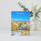 Barcelona, Spanje - Park Guell Gaudi Mozaïek Briefkaart (Staand voorkant)