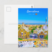 Barcelona, Spanje - Park Guell Gaudi Mozaïek Briefkaart (Voorkant / Achterkant)