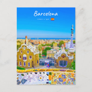 Barcelona, Spanje - Park Guell Gaudi Mozaïek Briefkaart