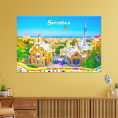 Barcelona, Spanje - Park Guell Gaudi Mozaïek Canvas Afdruk (Insitu (Woonkamer))