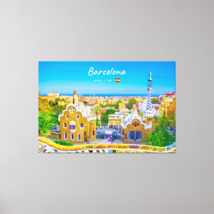 Barcelona, Spanje - Park Guell Gaudi Mozaïek Canvas Afdruk