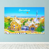 Barcelona, Spanje - Park Guell Gaudi Mozaïek Canvas Afdruk (Insitu (Houten vloer))