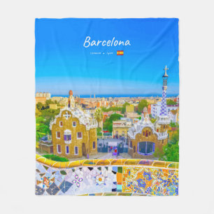 Barcelona, Spanje - Park Guell Gaudi Mozaïek Fleece Deken